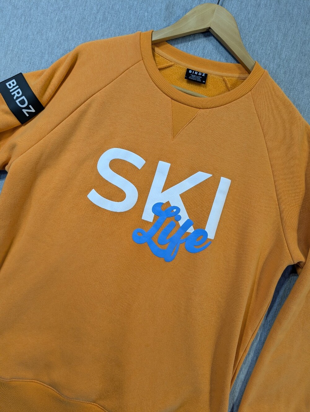 Birdz "Ski Life" Oversized Sweatshirt Women's Medium Orange Sherpa Lined